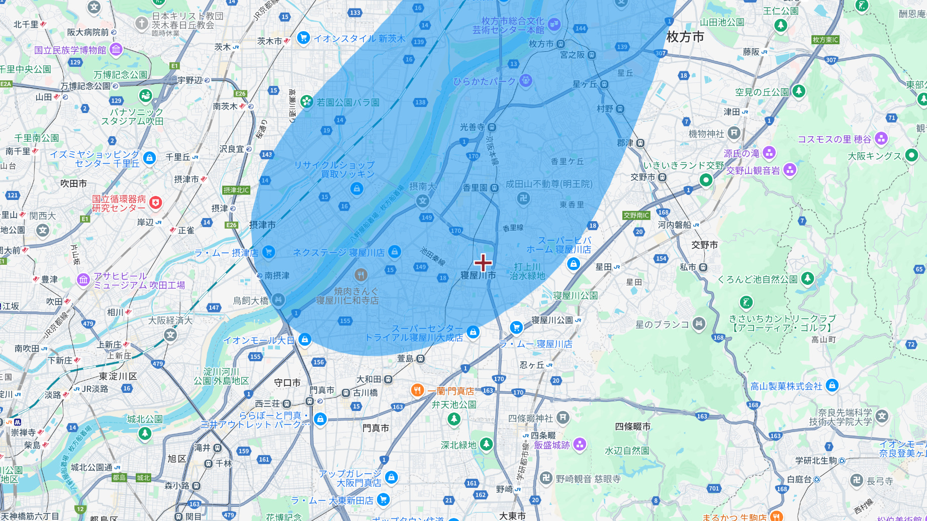 寝屋川市の電波事情